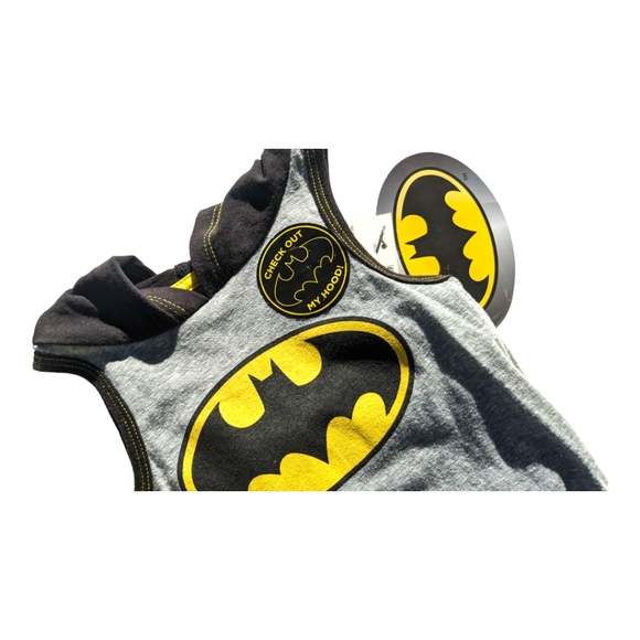 Happy Threads 6-9m "Pow Zap Ready for Action Batman Rompers (2) w/ Bat Hood - Picture 3 of 10